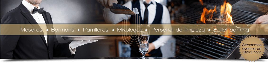 Servicio de meseros, barman, parrilleros, mixologos para eventos sociales